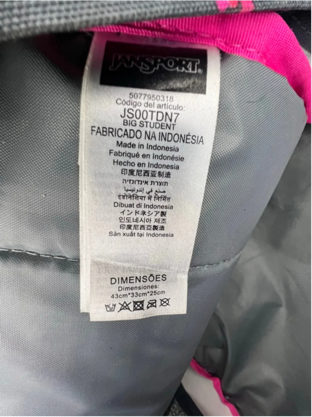 Jansport Grey And Pink Seahorse Print School Travel Laptop Book Bag Backpack
